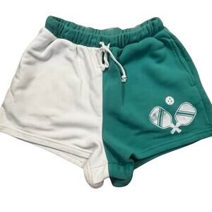 Grayson Threads Pickleball Shorts Women M‎ Green White Athletic Sporty Summer